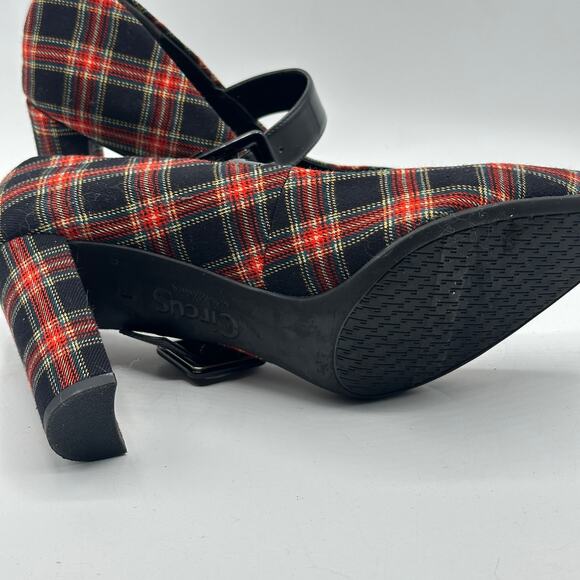 SAM EDELMAN x ANTHROPOLOGIE Montreal Mary Jane Heel Pumps Red Plaid Sz 8 $138 - Picture 6 of 7